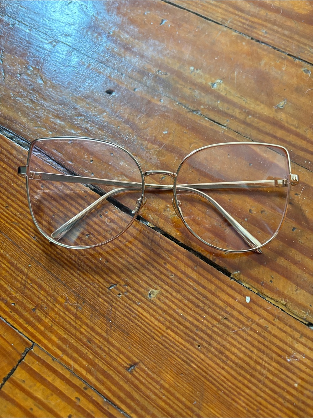Gold Wireframe Cat-Eye Women's Glasses